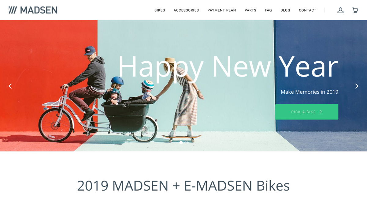 Screenshot of Madsen, from the shopify stores collection.