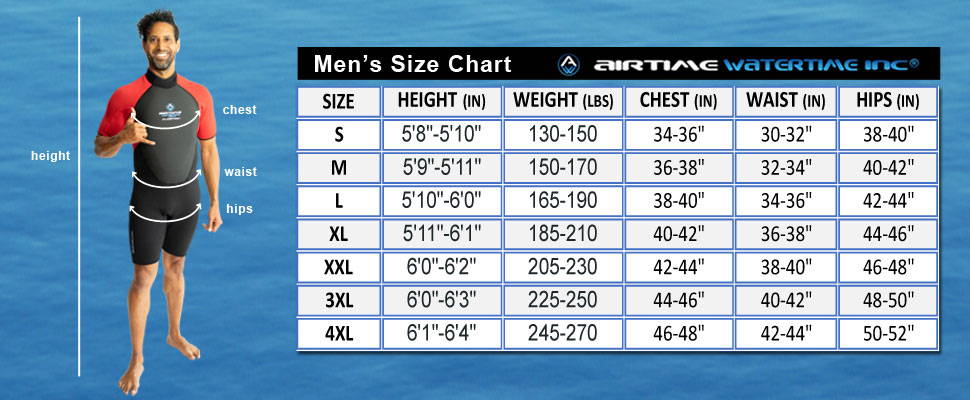Wetsuit Size Chart – Airtime Watertime
