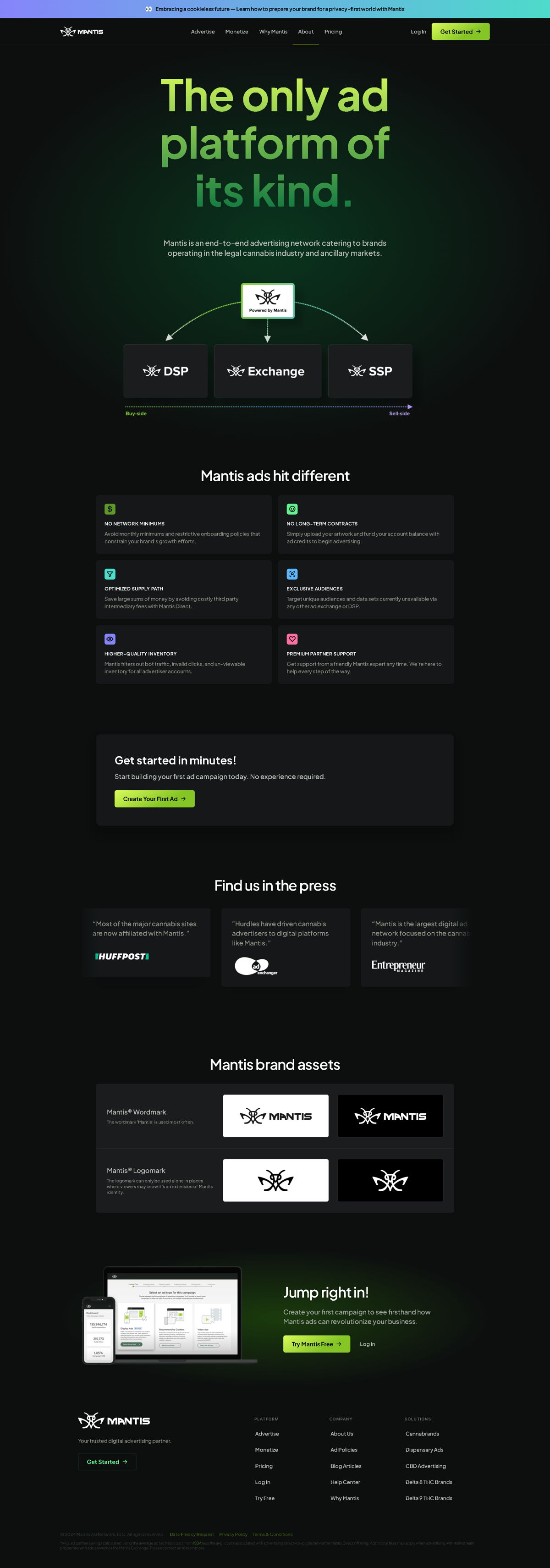 Screenshot of Mantis, from the about us page examples collection.