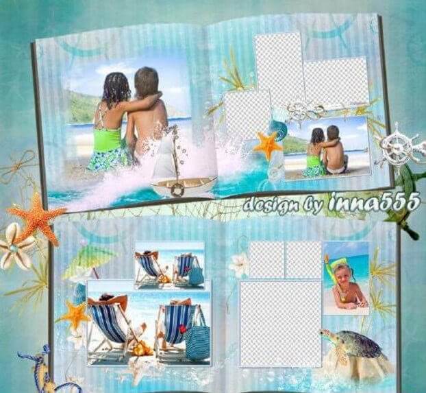 Фотошоп морская фотокнига в формате PSD - лазурный берег