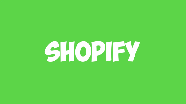 a shopify word on a green background