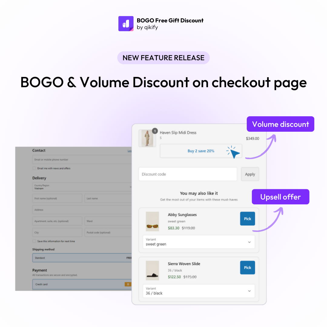 Bogo & Volume discount on checkout page
