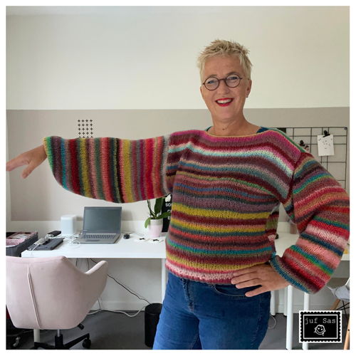 Breipatronen trui en wikkelvest Cloud van Juf Sas