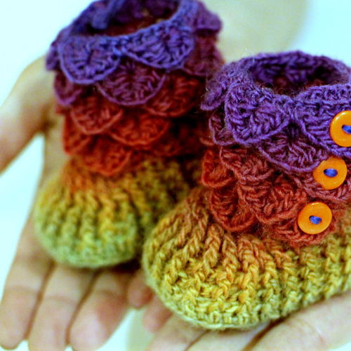 Crocodile Stitch Booties (Baby Sizes)