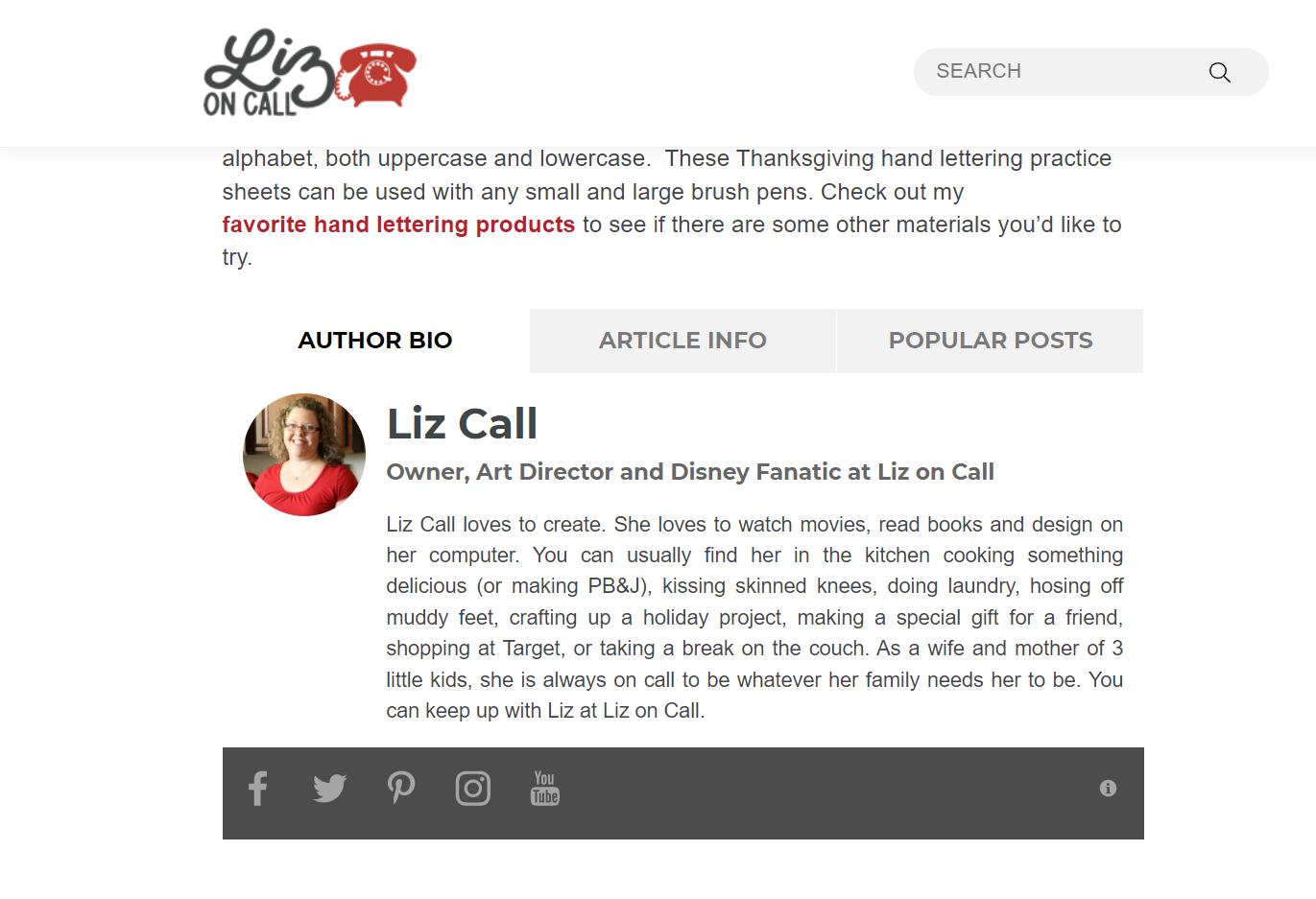 Liz on call WordPress® author bio box plugin desktop