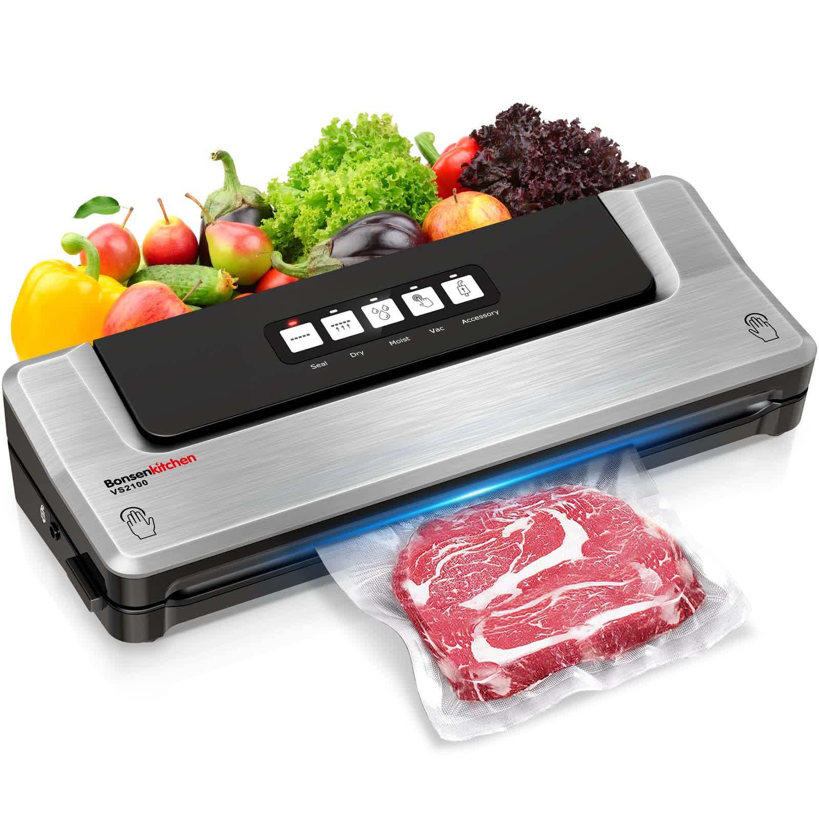 FoodSaver Select Vacuum Sealer with Dry/Moist Modes, Roll Storage and  Cutter Bar, and Bags and Roll Starter Kit - Silver