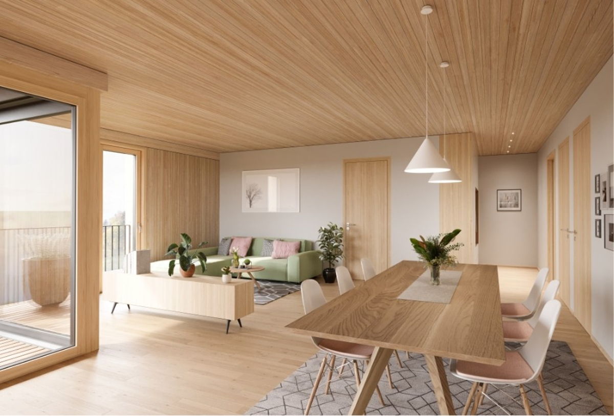 heller Wohnraum mit viel Holz