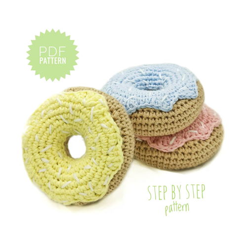 DONUT crochet pattern PDF - Crochet Food Pattern Cute Crochet Pattern Play Food Crochet Doughnut Keychain Pretend Food Amigurumi Pattern