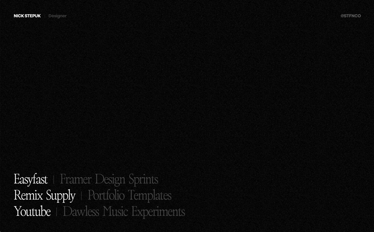 Screenshot of Nick Stepuk, from the designer & developer portfolios collection.