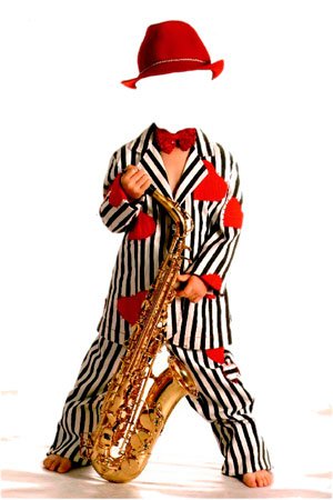 Фотошоп PSD исходник для монтажа - маленький саксофонист