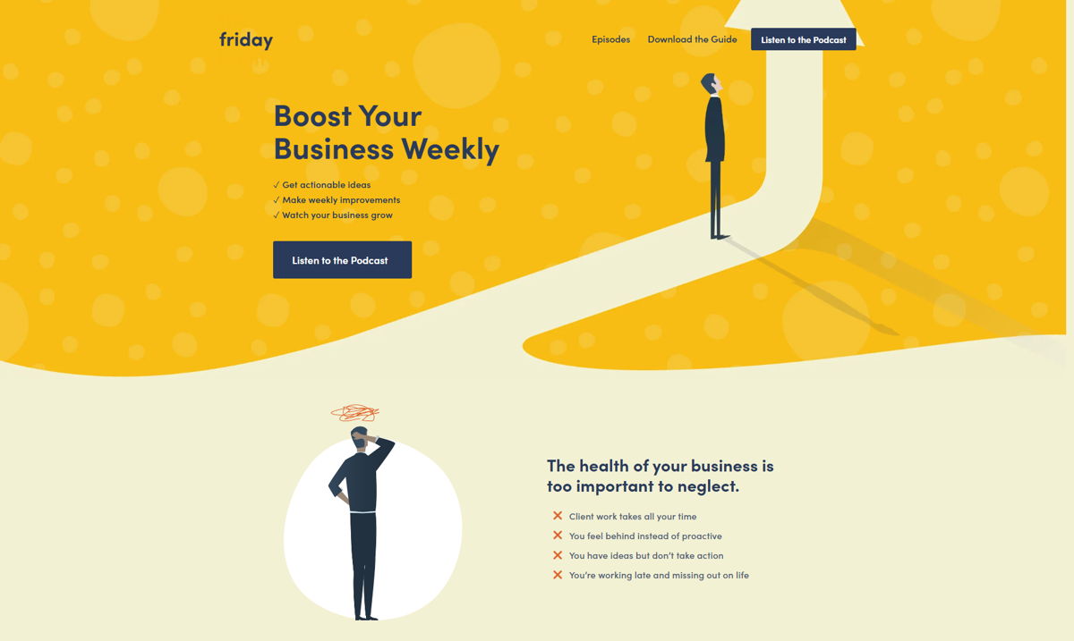 Screenshot of The Friday Habit, from the website hero section designs collection.
