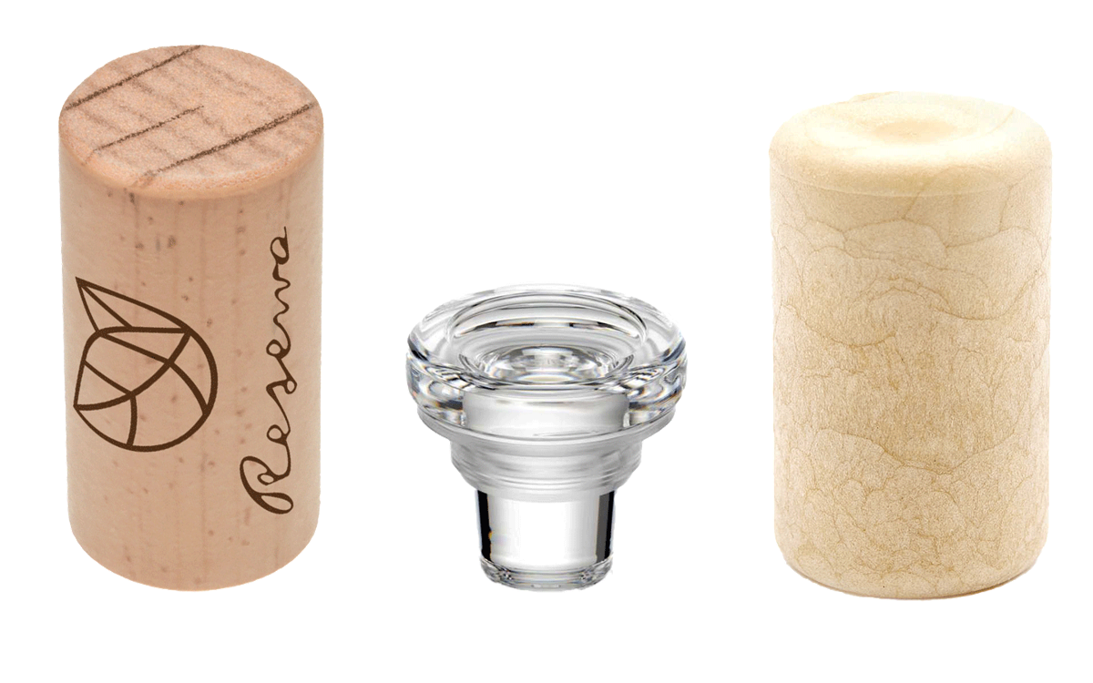 Bouchons synthétiques pour bouteilles de vin : canne à sucre, verre, plastique