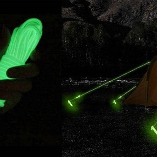 Phosphorescent rope for tent