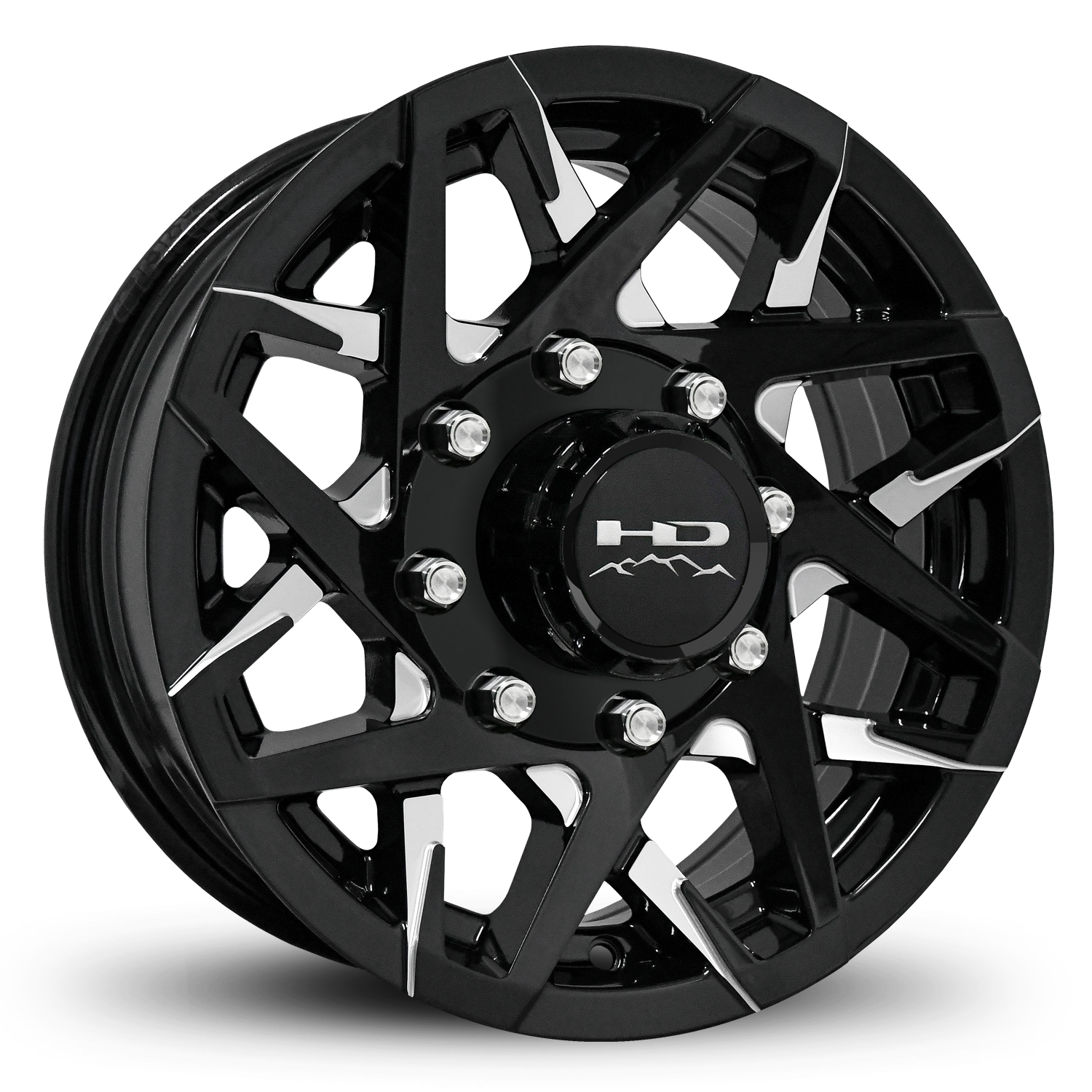 HD Off-Road Canyon Custom Trailer Wheel Rims in 16x6.0 16x6 Gloss Black CNC Milled Face Spokes with Center Cap & Logo fits 8x6.50 / 8x165 Axle Boat, Car, RV, Travel, Concession, Horse, Utility, Lawn & Garden, & Landscaping.