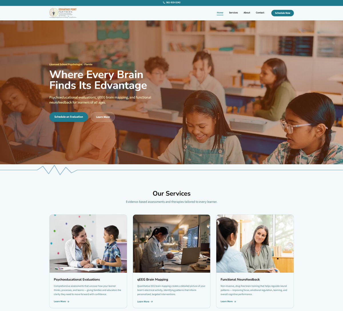Screenshot of Edvantage Point Partners, from the godaddy airo websites collection.