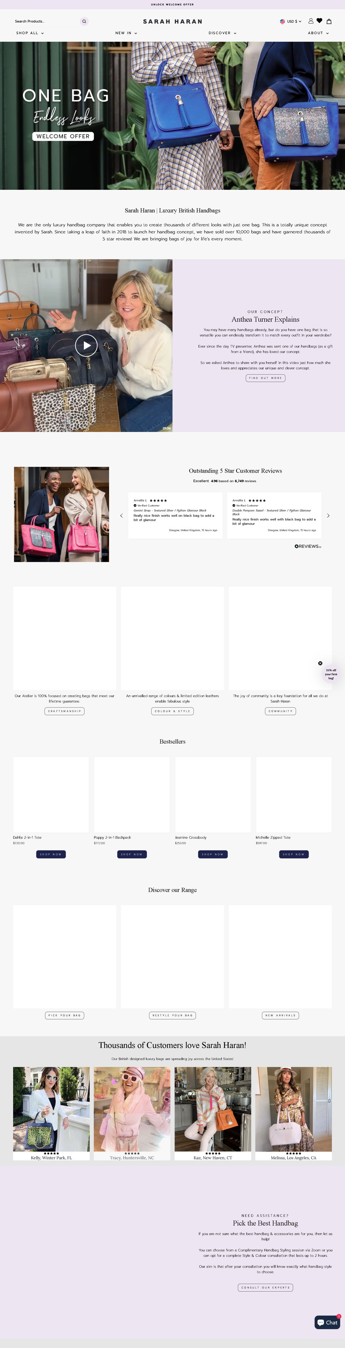 Screenshot of Sarah Haran, from the product page examples collection.