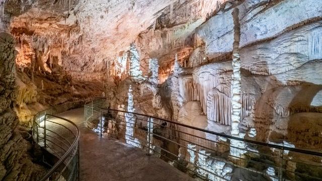 The Jeita Grotto in Lebanon is a system of two separate, but interconnected, karstic limestone caves.
