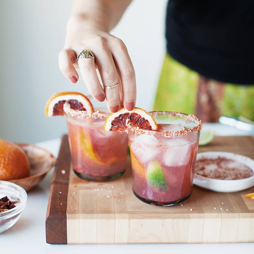Tulum Sunrise Cocktail with blood oranges and limes