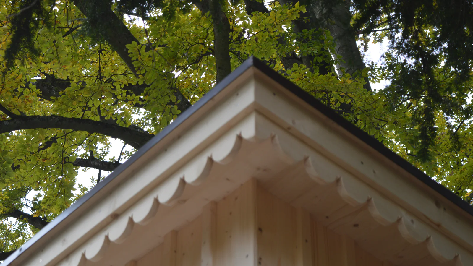 Fassaden und Ortgangausbildung an einem Carport