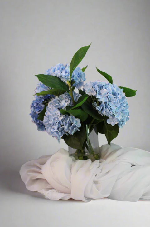 Blue Real Touch Hydrangeas Arranged in Water - Realistic Artificial Flowers - Image 4