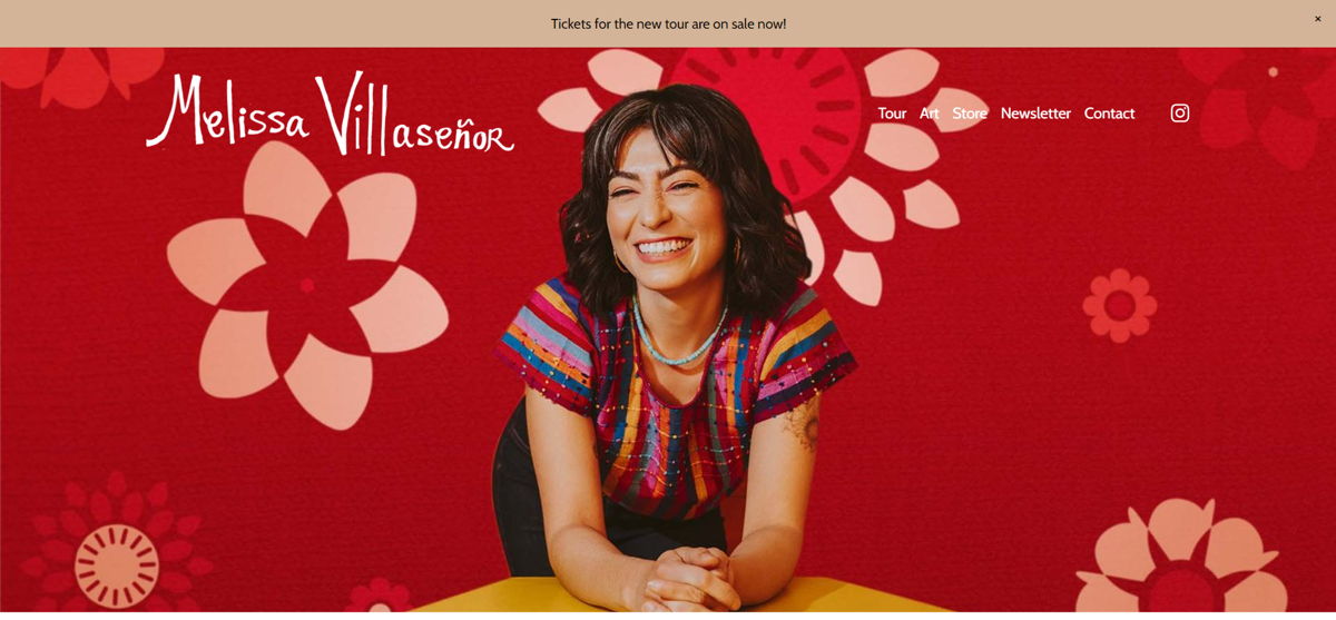 Screenshot of Melissa Villasenor, from the stand-up comedian websites collection.
