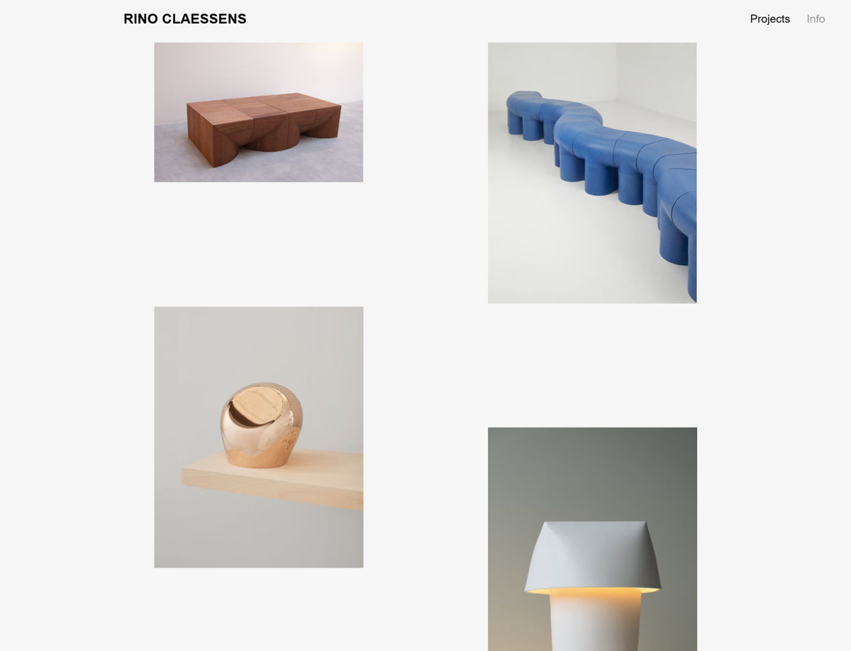 Screenshot of Rino Claessens, from the industrial design portfolios collection.