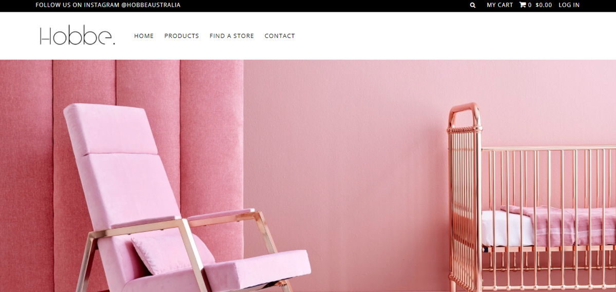 Screenshot of Hobbe, from the simple & minimal websites collection.