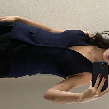 zara blue striped fitted waistcoat