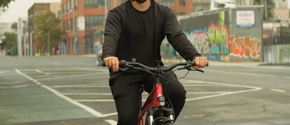A e-Bike rider in a city