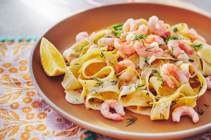 Pappardelles au citron et aux crevettes nordiques