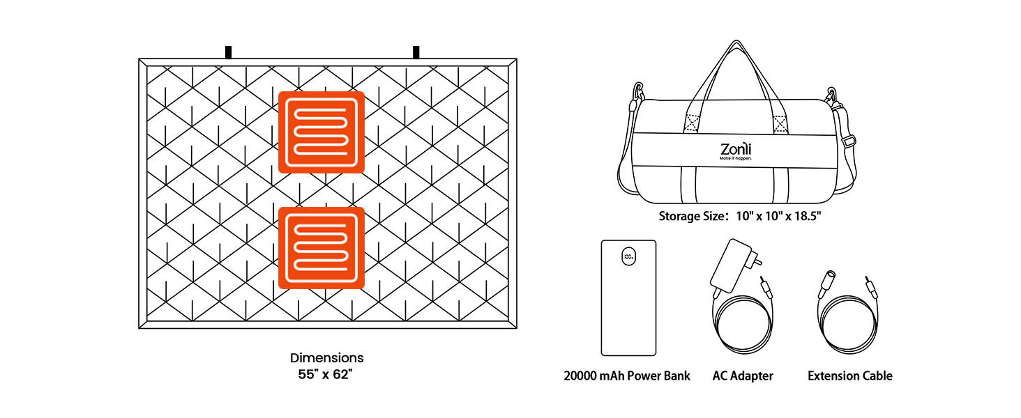 ZWalk Pro 36W Battery Operated Heated BlanketSherpa Zonli