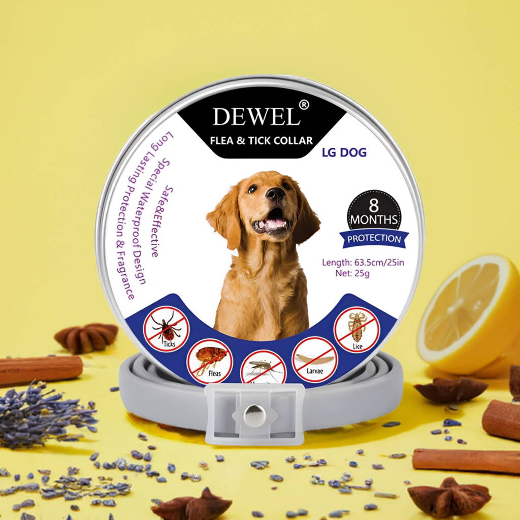 DEWEL Organic Flea Tick Collar for Dogs Vet Approved Non Toxic DEWELPRO LLC