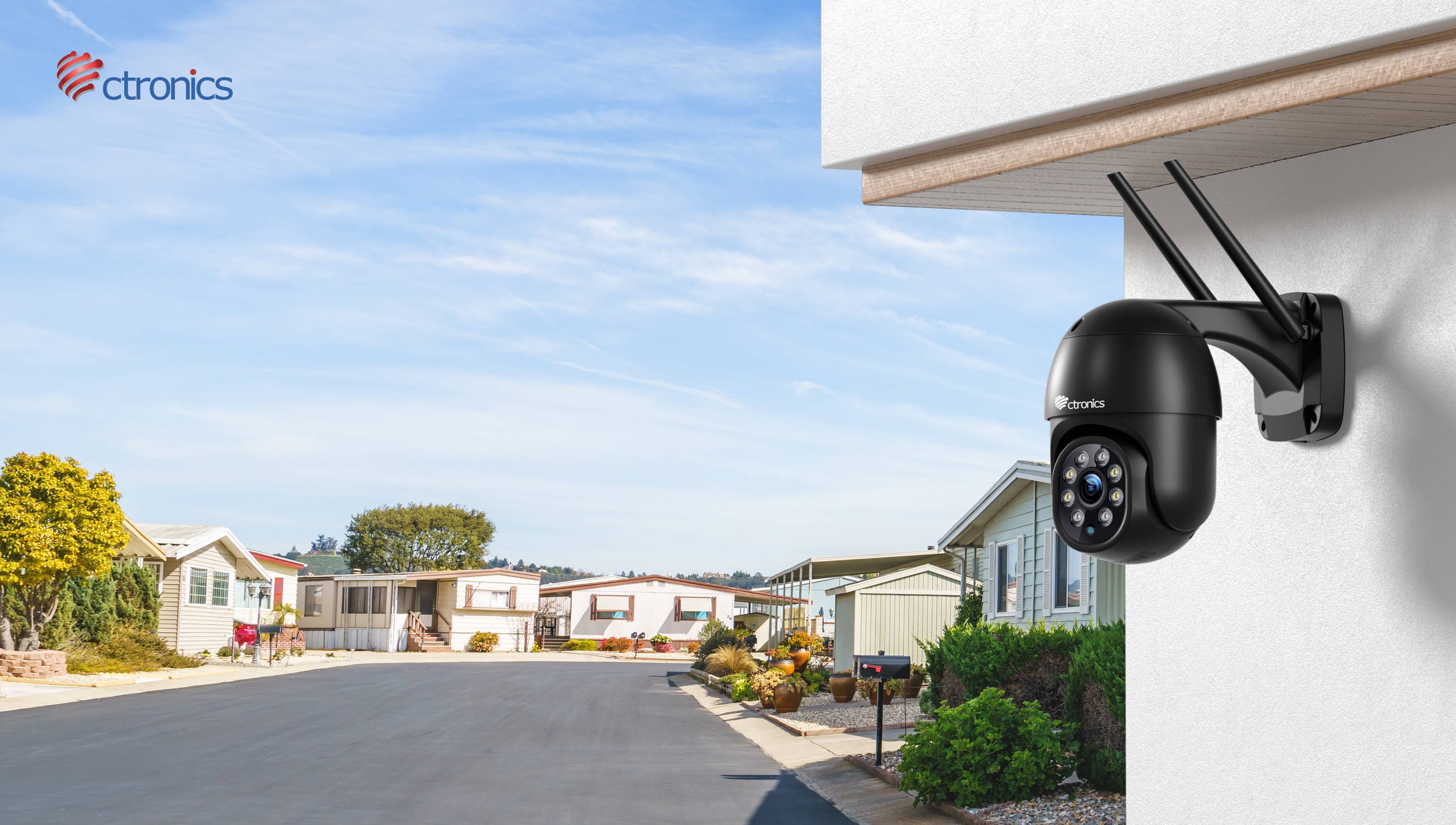 Ctronics Caméra de Surveillance WiFi Extérieure PTZ Caméra IP 360° Dét