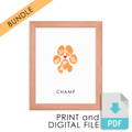 Pet print digital file with printed keepsake bundled set