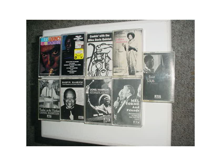 Miles Davis Lionel Hampton Mel Torme Ella Louis  - more lot of 9 jazz audio cassette tapes