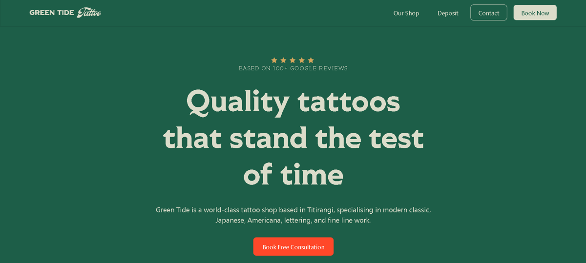 Screenshot of Quality tattoos , from the tattoo websites collection.