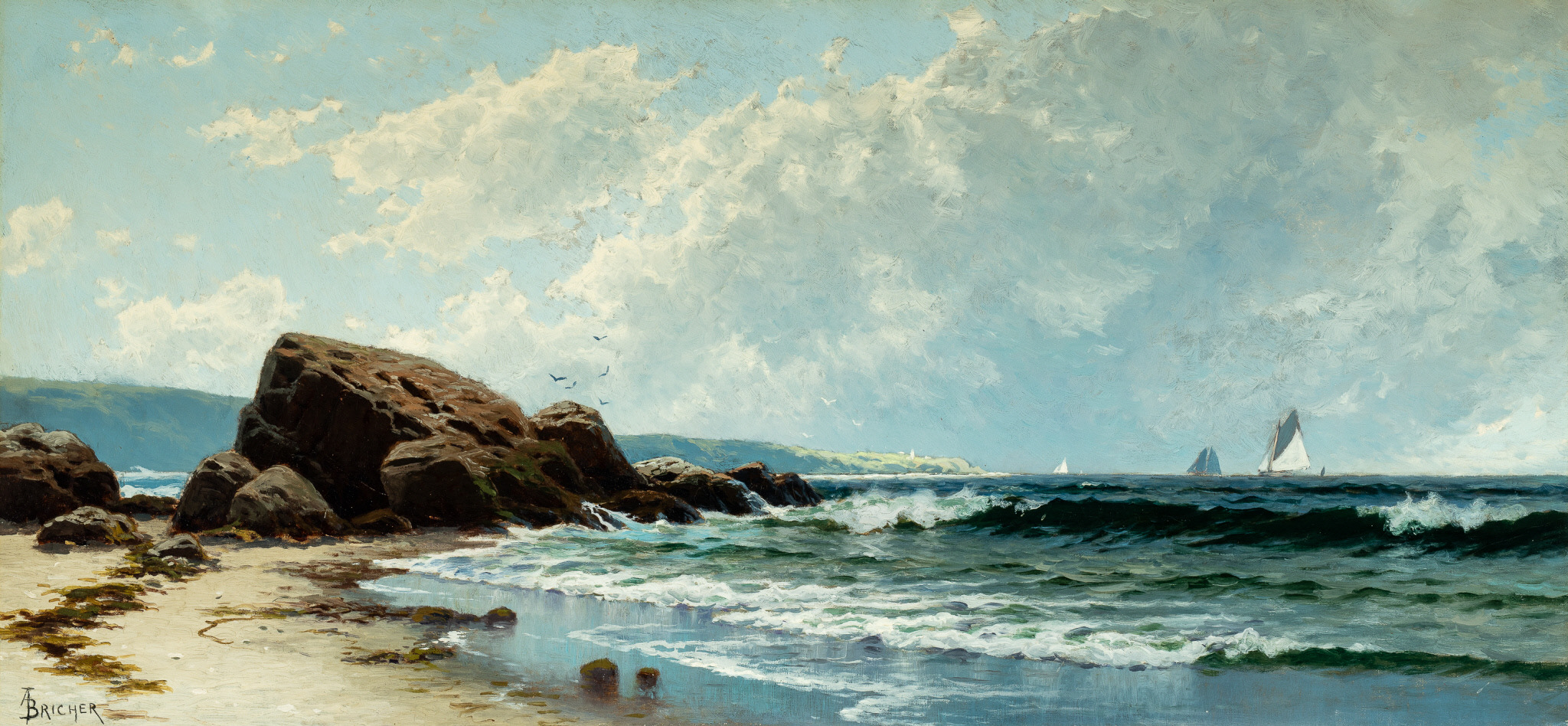 Image: Alfred Thompson Bricher (American, 1837 - 1908). Low Tide, Hetherington's Cove, Grand Manan, ca. 1881. Oil on canvas. 15 x 32 in. (38.1 x 81.3 cm). Purchased with funds provided by Elizabeth and George Coates, 74.115.