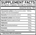 Supplement Facts for Joint Wellness Formula - The Best Glucosamine Sulfate Supplement