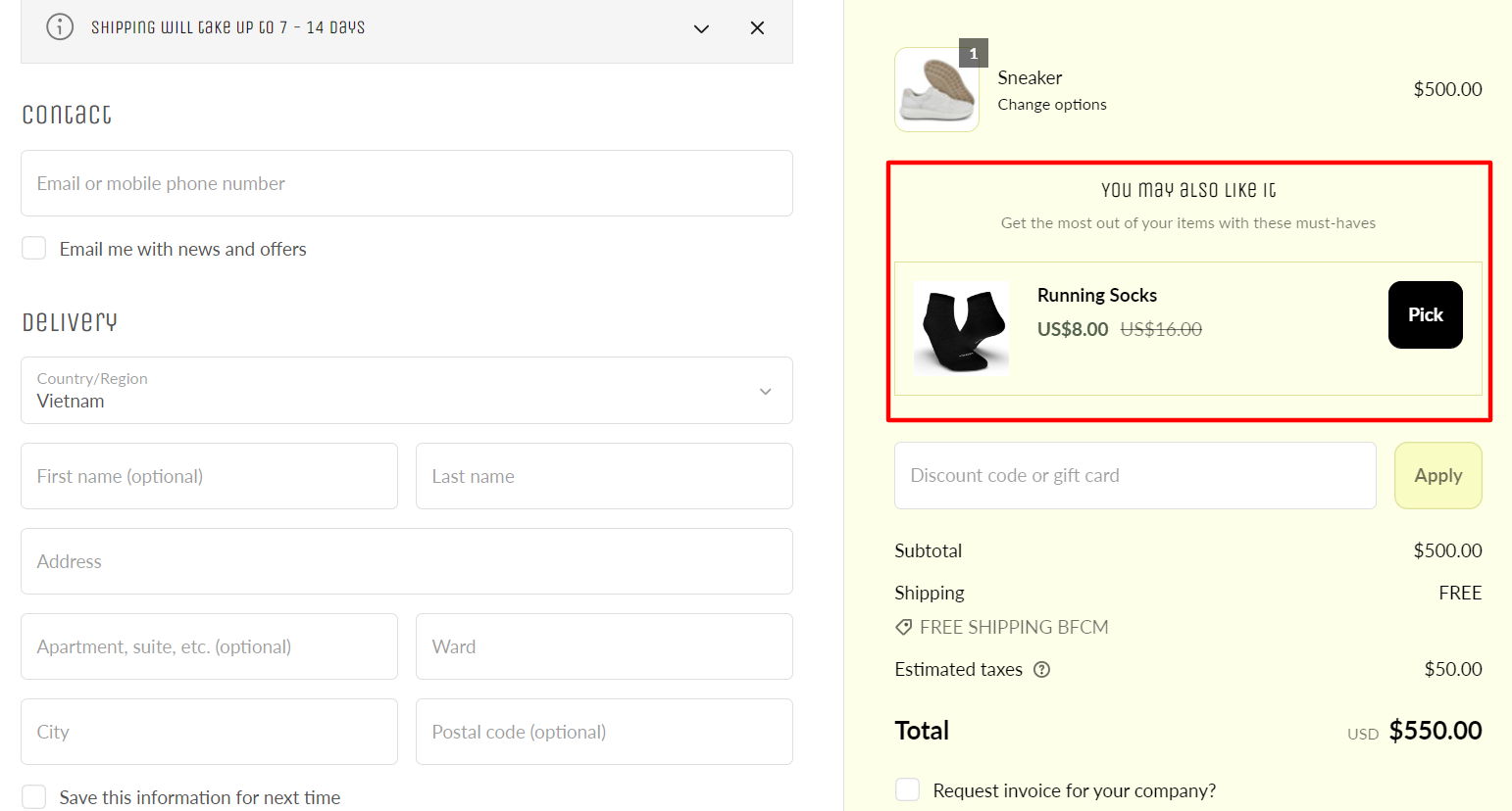 Upsell on check out page the best use case