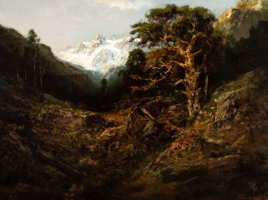 Image Title: William Keith (American, born Scotland, 1839 - 1911). Landscape with Snowcapped Mountains, 1900  Oil on canvas. 29 1/4 x 39 1/4 in. (74.3 x 99.7 cm). Gift of Mr. W.W. McAllister, Sr., 80.208.5