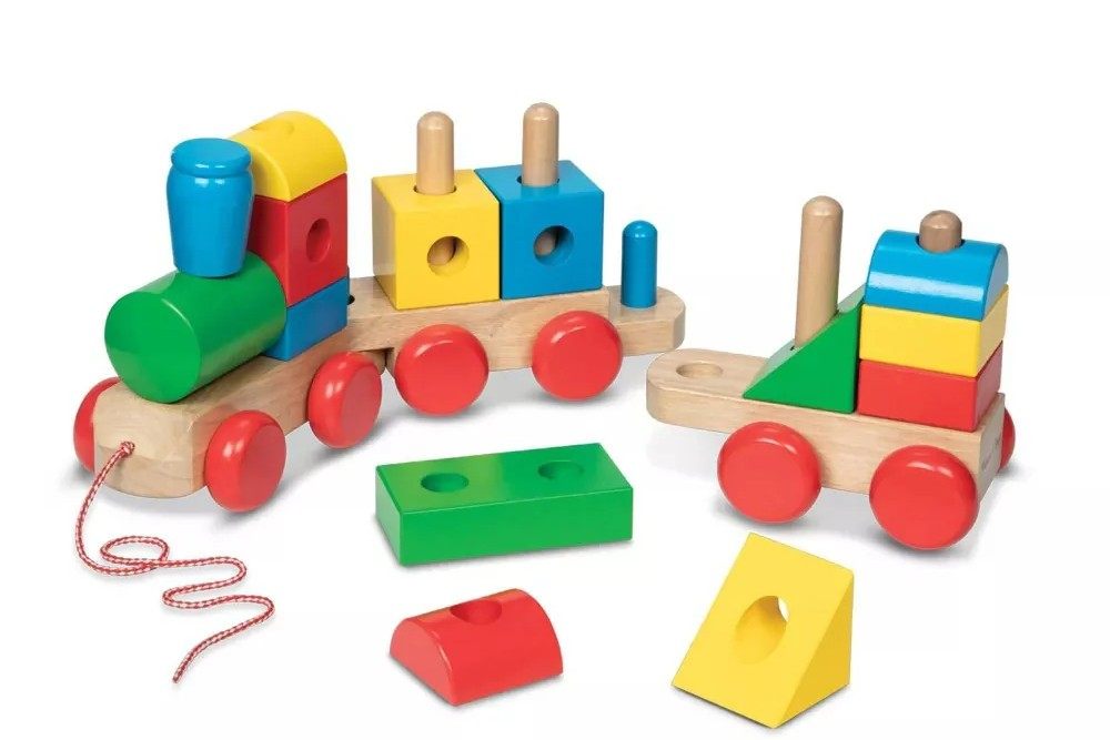 Train 3 section puzzle blocks wooden train