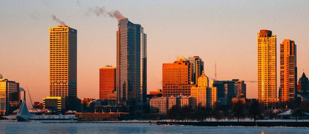 Milwaukee skyline at golden hour