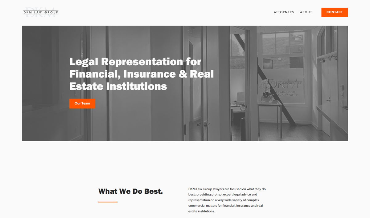 Screenshot of DKM Law Group, from the advisor websites collection.