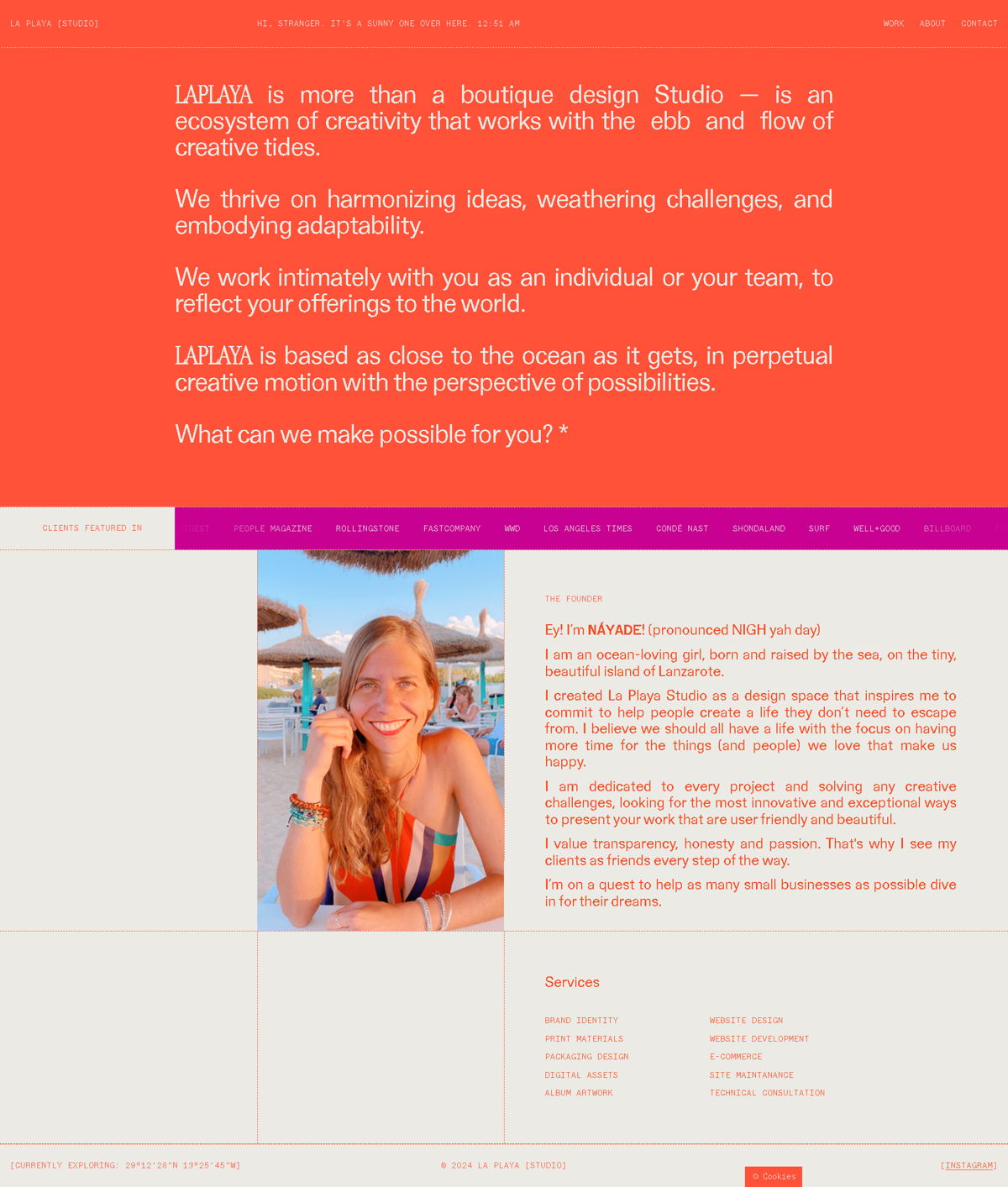 Screenshot of La Playa [Studio], from the about us page examples collection.