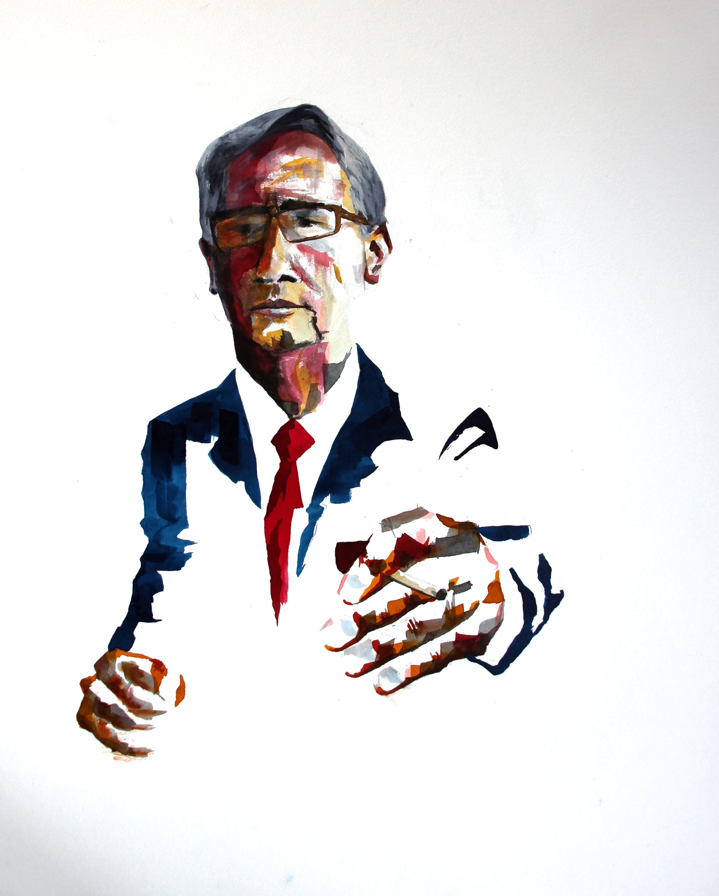 Portret Jean-Claude Juncker door Alex Deforce voor De Standaard Weekblad