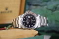 Black dial Rolex Explorer 2 with steel strap
