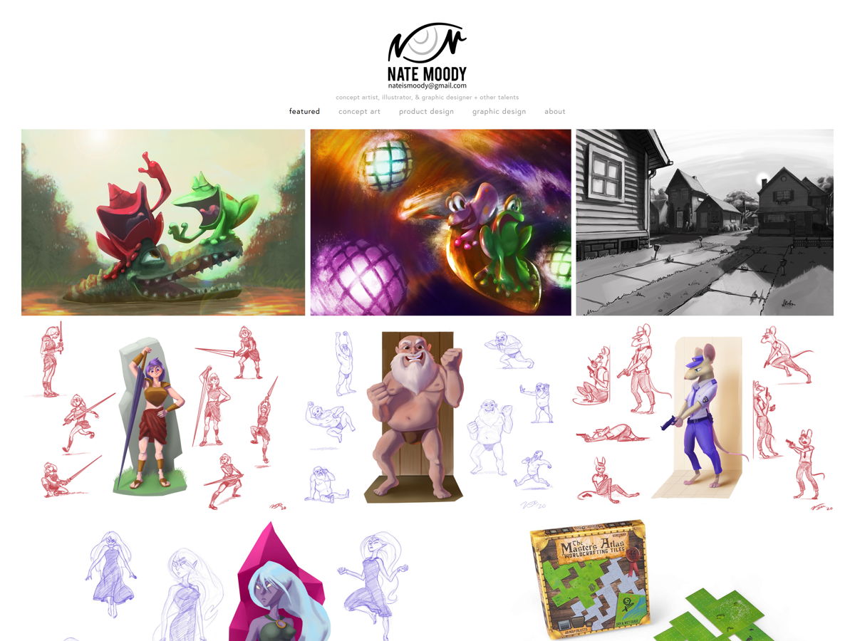 Screenshot of Nate Moody, from the illustrator portfolios collection.