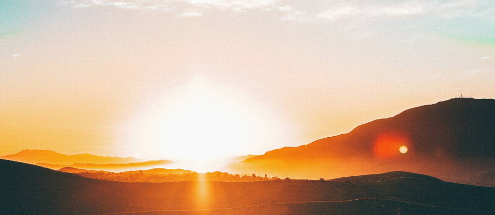 sunset over the mountains around Anaheim, California