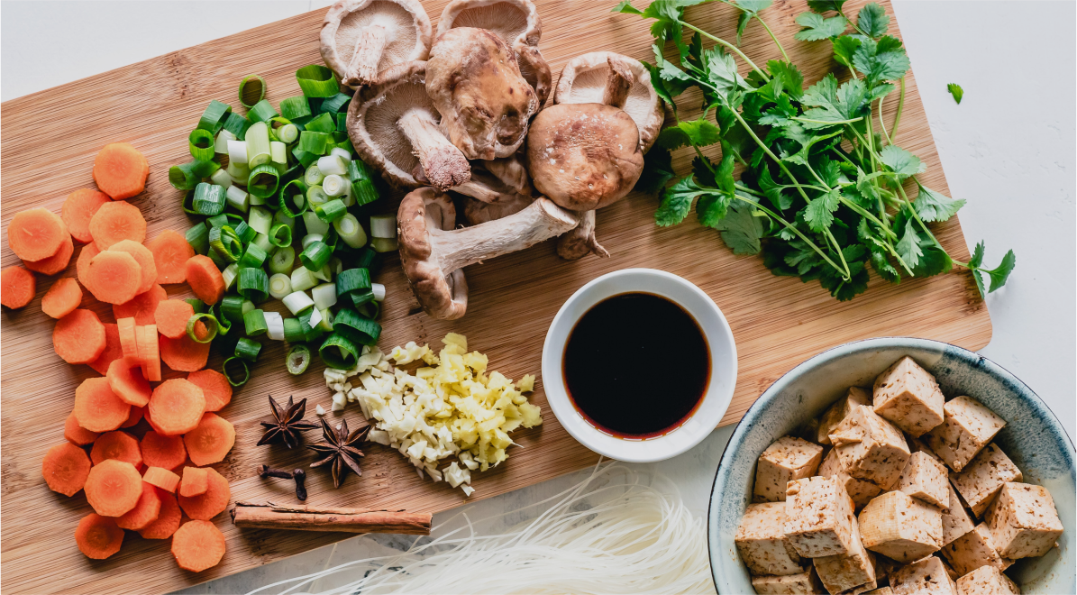 Healthy food being prepared on cutting board