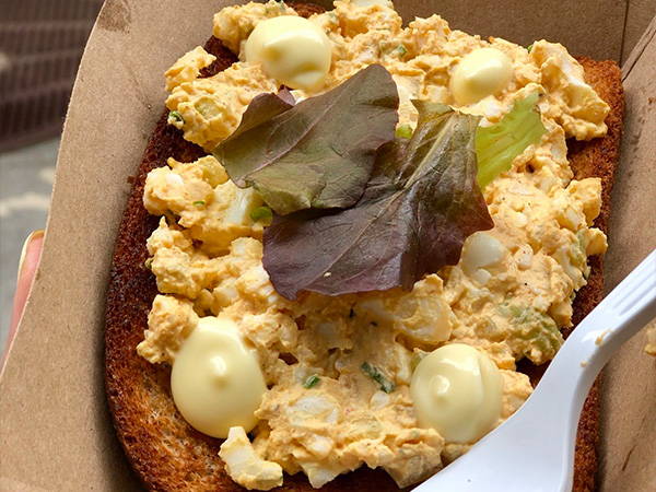 Kewpie open-face egg salad toast